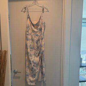 Cider Blue and Cream Floral Midi Dress